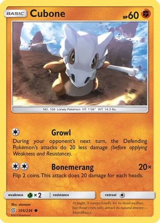 Cubone 105/236  - Reverse Holofoil SM  Unified Minds