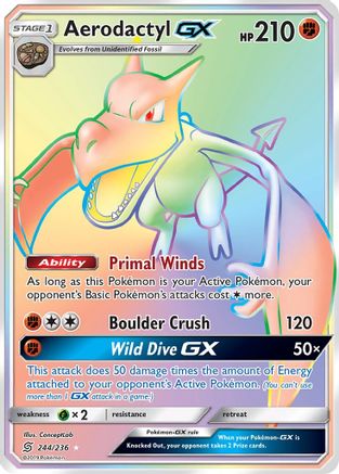 Aerodactyl GX (Secret) 244  - Holofoil SM  Unified Minds