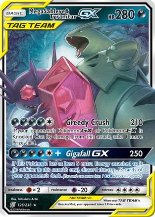 Mega Sableye & Tyranitar GX 126/236  - Holofoil SM  Unified Minds