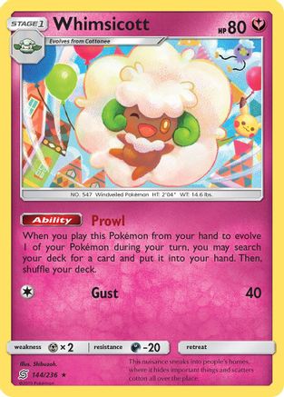 Whimsicott 144/236  - Reverse Holofoil SM  Unified Minds