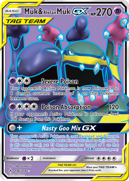 Muk & Alolan Muk GX (196) (Full Art) (196)  196  - Holofoil SM  Unbroken Bonds