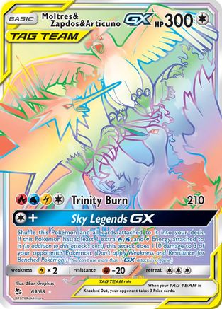 Moltres & Zapdos & Articuno GX (Secret) 069/68  - Holofoil Hidden Fates
