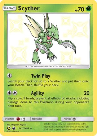 Scyther SV1/SV94  - Holofoil Hidden Fates Shiny Vault