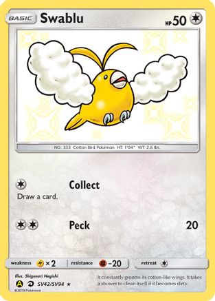 Swablu SV42/SV94  - Holofoil Hidden Fates Shiny Vault