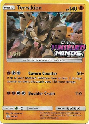 Terrakion (Prerelease) [Staff] SM205  - Holofoil SM Promos