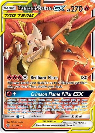 Charizard & Braixen GX 022/236  - Holofoil SM  Cosmic Eclipse