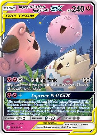 Togepi & Cleffa & Igglybuff GX 143/236  - Holofoil SM  Cosmic Eclipse