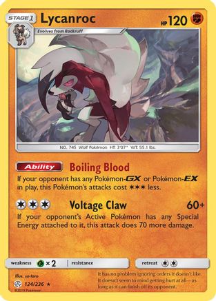 Lycanroc 124  - Reverse Holofoil SM  Cosmic Eclipse