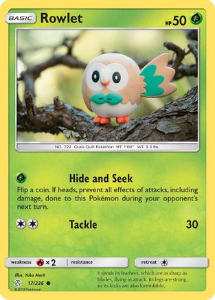 Rowlet 017/236  - Reverse Holofoil SM  Cosmic Eclipse