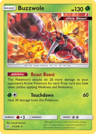 Buzzwole 021/236  - Reverse Holofoil SM  Cosmic Eclipse