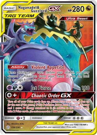 Naganadel & Guzzlord GX 158/236  - Holofoil SM  Cosmic Eclipse