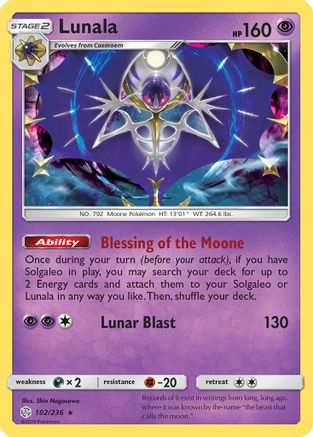 Lunala 102/236  - Holofoil SM  Cosmic Eclipse