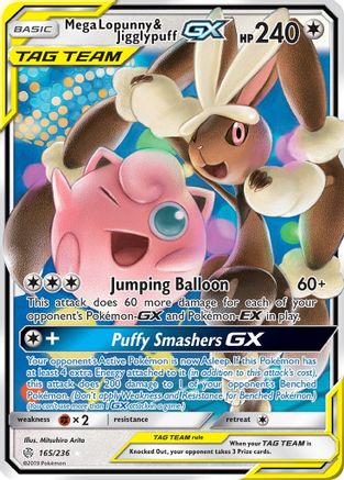 Mega Lopunny & Jigglypuff GX 165/236  - Holofoil SM  Cosmic Eclipse