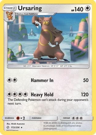 Ursaring 172  - Reverse Holofoil SM  Cosmic Eclipse