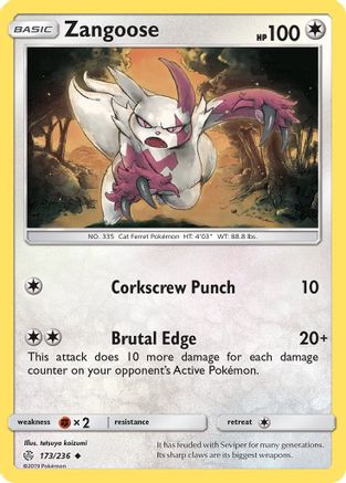 Zangoose 173  - Reverse Holofoil SM  Cosmic Eclipse