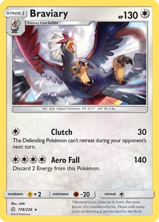 Braviary 178  - Reverse Holofoil SM  Cosmic Eclipse