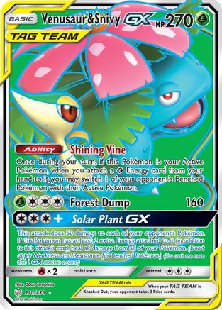 Venusaur & Snivy GX (Full Art) 210  - Holofoil SM  Cosmic Eclipse