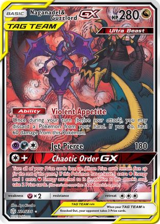 Naganadel & Guzzlord GX (Alternate Full Art) 224  - Holofoil SM  Cosmic Eclipse
