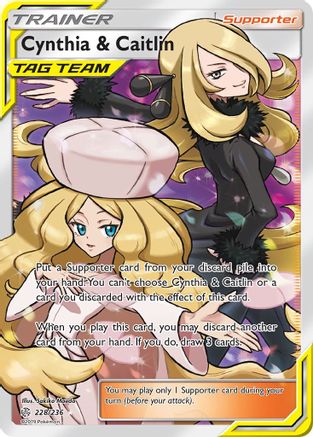 Cynthia & Caitlin (Full Art) 228  - Holofoil SM  Cosmic Eclipse