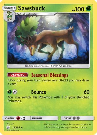 Sawsbuck 016/236  - Reverse Holofoil SM  Cosmic Eclipse