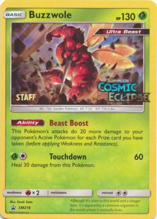 Buzzwole (Prerelease) [Staff] SM218  - Holofoil SM Promos