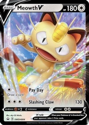 Meowth V SWSH004  - Holofoil SWSH Sword & Shield Promo Cards