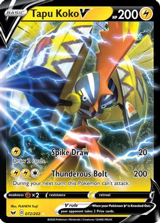Tapu Koko V 072/202 - Holofoil Sword & Shield Base Set