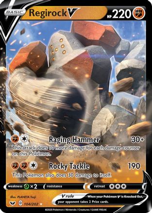 Regirock V 104/202 - Holofoil Sword & Shield Base Set