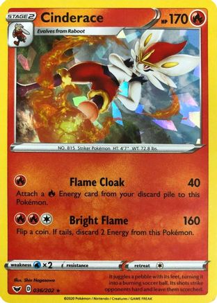 Cinderace (Cracked Ice Holo) 036/202  - Holofoil Deck Exclusives