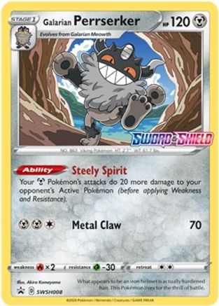 Galarian Perrserker (Prerelease) SWSH008  - Holofoil SWSH Sword & Shield Promo Cards