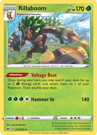Rillaboom (014) (014) 014/202 - Reverse Holofoil Sword & Shield Base Set