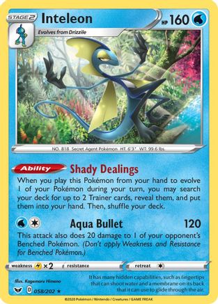 Inteleon (058) (058) 058/202 - Holofoil Sword & Shield Base Set