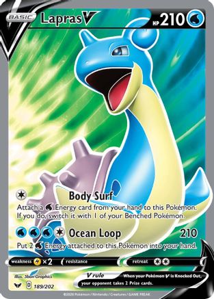 Lapras V (Full Art) 189/202 - Holofoil Sword & Shield Base Set