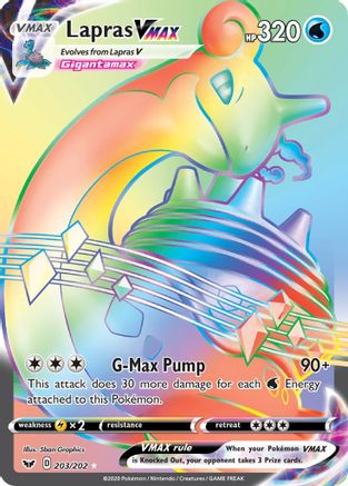 Lapras VMAX (Secret) 203/202 - Holofoil Sword & Shield Base Set