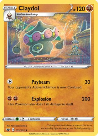 Claydol 103/202 - Reverse Holofoil Sword & Shield Base Set