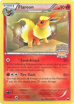 Flareon (Regional Championships) 012/108  - Reverse Holofoil League & Championship Cards