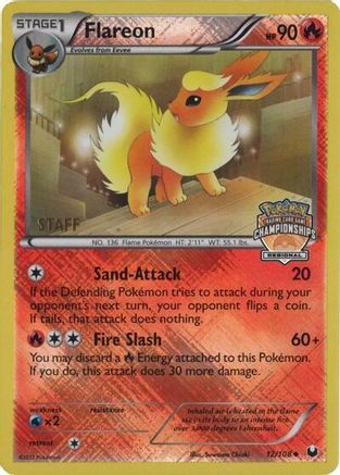 Flareon (Regional Championships) [Staff] 012/108  - Reverse Holofoil League & Championship Cards
