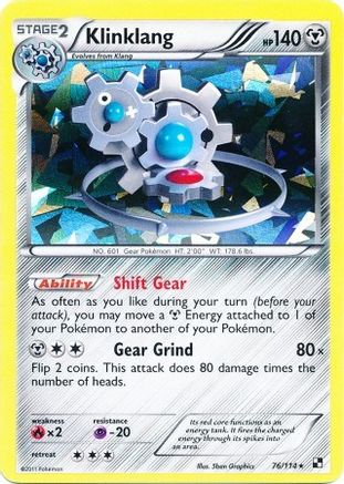 Klinklang (Cracked Ice Holo) 076/114  - Reverse Holofoil Blister Exclusives