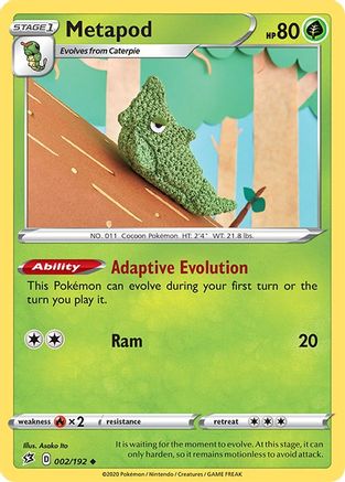 Metapod 002/192 - Reverse Holofoil Rebel Clash