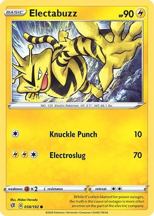 Electabuzz 058/192 - Reverse Holofoil Rebel Clash