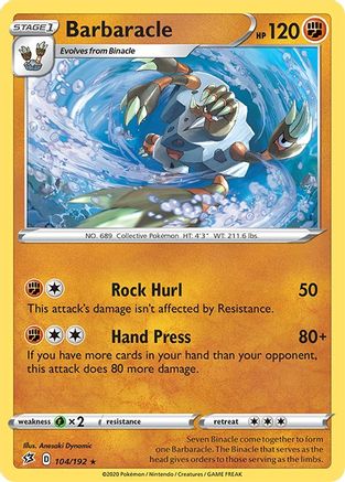 Barbaracle 104/192 - Reverse Holofoil Rebel Clash