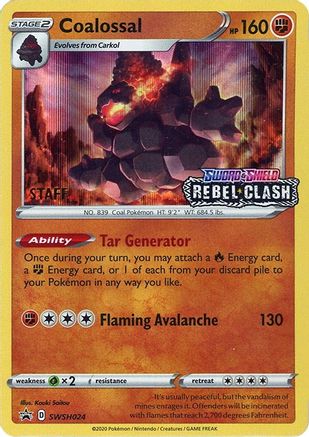 Coalossal (Prerelease) [Staff] SWSH024  - Holofoil SWSH Sword & Shield Promo Cards