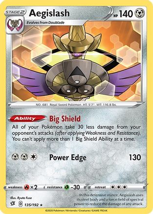 Aegislash 135/192 - Reverse Holofoil Rebel Clash