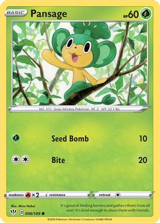 Pansage 006/189 - Reverse Holofoil Darkness Ablaze