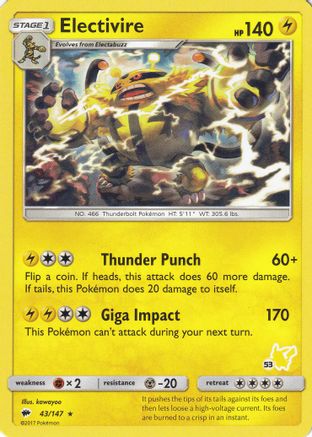 Electivire (#53 Pikachu Stamped) 043/147  Battle Academy