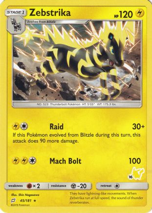 Zebstrika (#16 Pikachu Stamped) 045/181  Battle Academy