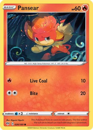 Pansear 026/189 - Reverse Holofoil Darkness Ablaze