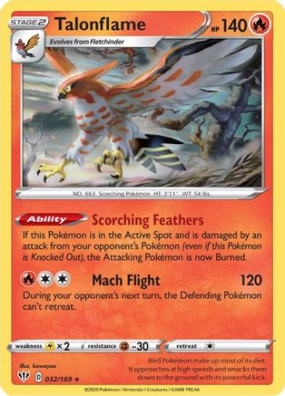 Talonflame 032/189 - Reverse Holofoil Darkness Ablaze