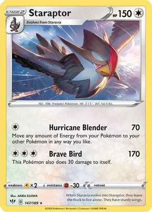 Staraptor 147/189 - Reverse Holofoil Darkness Ablaze