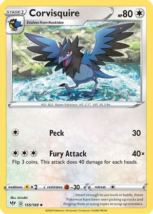 Corvisquire 155/189 - Reverse Holofoil Darkness Ablaze
